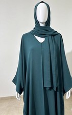 Ultimi 2 Pezzi Qualità Premium Punto Esterno Abaya PER Donna con Sciarpa Attaccata TEAL Abaya price