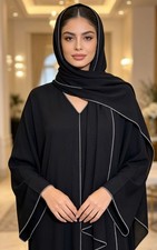 Ultimi 2 Pezzi Qualità Premium Outerstich Abaya da Donna con Sciarpa Attaccata NERO Abaya price