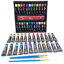 EIMASS® Acrylic Paint Set, 24 x 12ml Assorted Colours & 3 Free Paint Brushes Acrylverf price