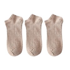 3 Pairs Women Simple Solid Cotton Casual Striped Short Socks for Ladies Breathab Suba Sokken price