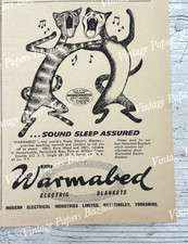 Warmabed Electric Blankets Cats Song Knottingley 1955 vintage small print advert Elektrische Blankets price