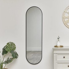 Black Oval Framed Wall Mirror 140cm x 40cm tall slim thin framed minimalist Spiegel met lijst price