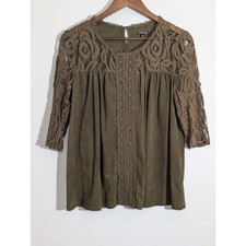 Hannah M Velvet/Lace Baby Doll Blouse Moss Green Baby blouse price