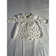 Baby Bgosh White Glitter Heart Print Smocked Long Sleeve Blouse Top 0-3M Baby blouse price