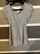 Oh Baby By Motherhood Womens Size Small Gray V-Neck Short Sleeve Blouse A-line Baby blouse price
