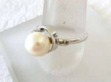 Artisan Cultured 9mm Pearl Solitaire Ring 925 Sterling Silver Band Sz 8 Pearl Ring price