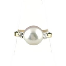 pearl design ring YG YellowGold Ring melee diamond pearl Ring 18K Pearl diam... Pearl Ring price