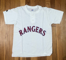 Texas Rangers Shirt Boys Medium White Henley Jersey Baseball Youth Majestic New Jongens jersey price
