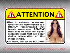 #5 Remove your bra WARNING LABEL to ride in this car decal sticker Hot Rod Fun Label price