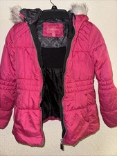 London Fog Faux Fur Trim Puffer Pink Jacket W Hoodie Hooded Girls Sz M 10/12 Meisjes jack price