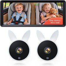 Dual Car Camera Baby Monitor 2 Kids 7.2 inch 1080p IR Night Vision White Baby monitor price