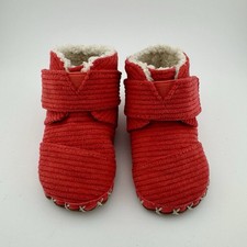 TOMS Boys' Infant Booties and Crib Shoes-Red Corduroy Cuna Lay Bootie-Boys Sz 4 Jongens babyschoentjes price
