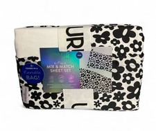 6 Pc Twin Sheet Set Daisies Flowers Black/White Youth Teen College Girls NEW Youth Kamer Set price