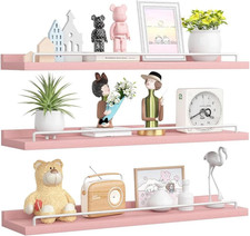 22" Floating Shelves Set of 3 - Pink & White Farmhouse Decor for Any Room Youth Kamer Set price