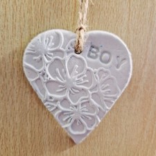 Blue embossed clay hanging heart decorative door drawer hanger, Its a baby boy Baby Door Ornament price