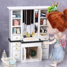 koolsoo 1:12 Wooden Bathroom Sink Cabinet Miniature Wash Basin Furniture Badkamer Kast / meubels price