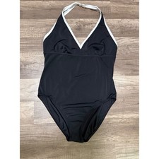 Black White Halter One Piece Swimsuit V-Neck Monokini Small Medium Monokini price