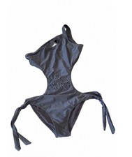 Black Cut Out Monokini Swimsuit One Shoulder Tie Side Swimwear XL Monokini price
