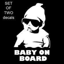 2X  BABY ON BOARD CARLOS FUNNY HANGOVER CAR TRUCK WINDOW STICKER VINYL DECAL Baby aan boord price