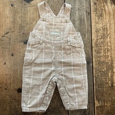 OSHKOSH Baby Khaki Tan Plaid Soft Corduroy Overalls M3/6 Months Baby Overalls price