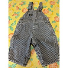 OshKosh B'gosh Overalls Baby 12 Mos Blue Hickory Stripe Denim Snaps Baby Overalls price