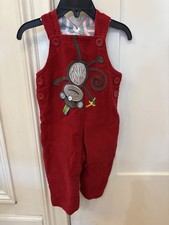 Baby Boy Red Corduroy Overalls With Monkey Embroidery, Size 12 Months Baby Overalls price