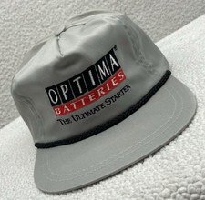 VTG Optima Batteries Rope Hat Mens Leather Strapback Buckram Grandpa USA Made Heren Leather Kleding price