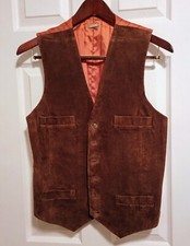 Haggar Clothing Co City Casuals Mens Suede Vest Size 40 Brown Leather Cowboy EUC Heren Leather Kleding price