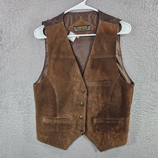 Dont Stop Classics Mens Brown Suede Leather Vest Western Boho V-Neck Size M Heren Leather Kleding price