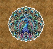 Beautiful peacock in a mandala design waterproof sticker decal- many sizes Baby Kamer Wardrobe price