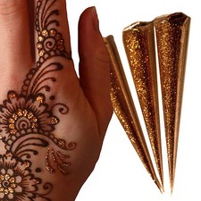 GOLD Glitter Gel Cones Henna Tattoo Body Art / Henna Gilding / Face Paint  jx Glitterverf price