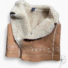 Baby GAP Faux Suede Lined Vest 18/24 Months Brown with Floral Detail Girls Baby vest price