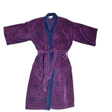 Vtg T.J. Lawford Turkish Cotton Towel Bathrobe Men Burgandy Blue Robe 80's Handdoek & Bathrobe Set price