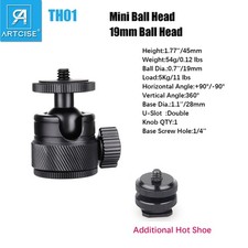 CNC Mini Ball Head 19MM Tripod Head Hot Shoe Adapter 1/4" Screw for Camera 11Lbs Tripod Heads price