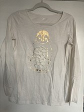 CHEROKEE Girls Size XL 14/16 Top Shirt Tshirt Cream / Gold Penguin Front Meisjes shirt price