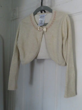 Bonnie Jean Girls Bolero Shrug Sweater Gold Glitter Pearl Trim Satin Bow Size S Meisjes bolero price