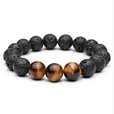 12Mm Natural Stone Bracelets Stretchy Healing Tiger Eye Lava Beaded Bracelet Natural steen Bracelets price