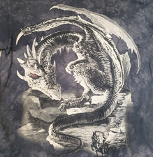 Vtg The Mountain Dragon Graphic Tie Dye T-Shirt Mens L Gray Mythical Creature Heren fantasykleding price