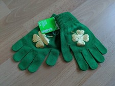 Claire's Kinder oder Damen Handschuhe grün gold Kleeblatt Lucky Kinder handschoenen price