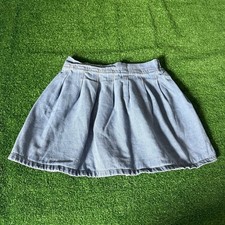 Unbranded Girls Pleated A-Line Skirt Elastic Waist Denim Blue Jeans Size 11-12Y Meisjes jeans / denim rok price