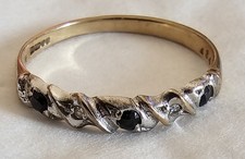 Beautiful ​Vintage 9ct Gold Sapphire & Diamond Twist Eternity Ring Size M - 1992 Sapphire Ring price