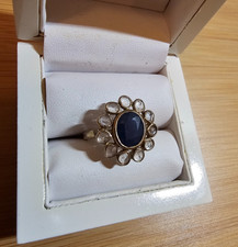 ANTIQUE Sterling Silver Natural Sapphire Ring Blue & White Sapphires Sapphire Ring price