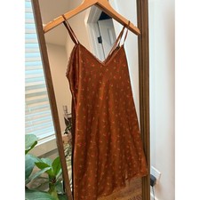 Wild Fable Cami Slip Dress Brown Cherry Floral Lace Trim Mini Dress Tie Back S Slip jurk price