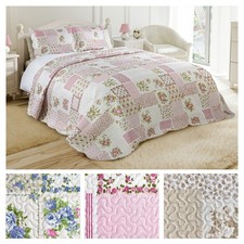 Bedspread Set 3Pcs Quilted Patchwork Bedspread Double King Single Bed Cotswold Bedspread & Bedspread Set price