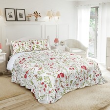 Bedspread Set 3Pcs Quilted Patchwork Bedspread Double King Single Bed Poppy Bedspread & Bedspread Set price