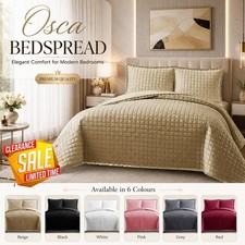 3 Piece Quilted Bedspread Bed Throw Single Double King Size Embossed Bedding Set Bedspread & Bedspread Set price