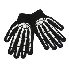Goth Winter GLOW SKELETON HAND BONE GLOVES Black/White Stretch Knit-ADULT Unisex Unisex Handschoenen price