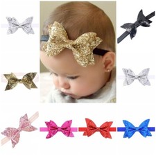 4" Synthetic Leather Glitter Bow Headband Head Hair Band Bands Baby Girls Baby haarband price