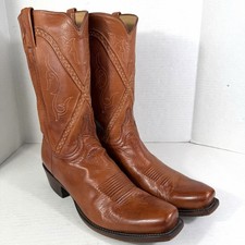 VTG Lucchese Mens 12 Classic Boot 12" Cognac Burnished Baby Buffalo Calf 1660 Baby Laarzen price