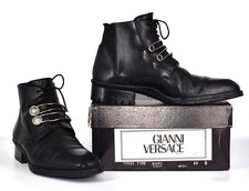 C0 Auth GIANNI VERSACE Black Baby Calf 1100 Pin-Snap Ankle Boot Shoes Size 6 Baby Laarzen price